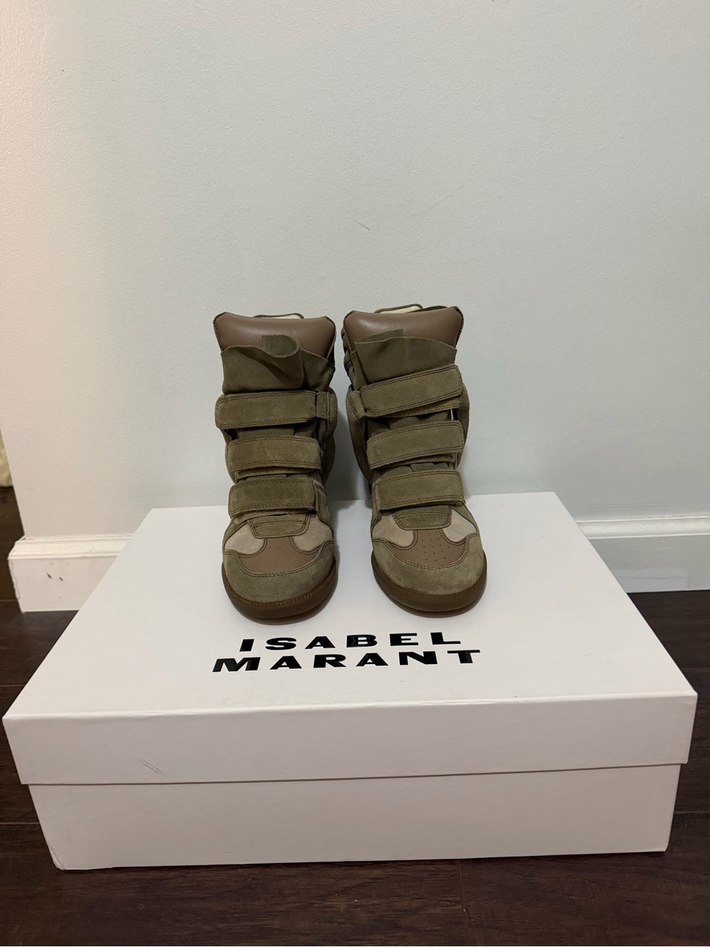Isabel Marant Kids Olive/Tan High-Top Velcro Sneakers